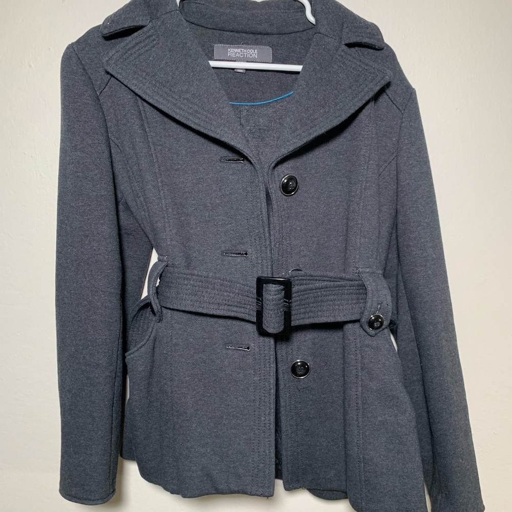 Kenneth Cole Button-Up Coat w/ Belt Buckle